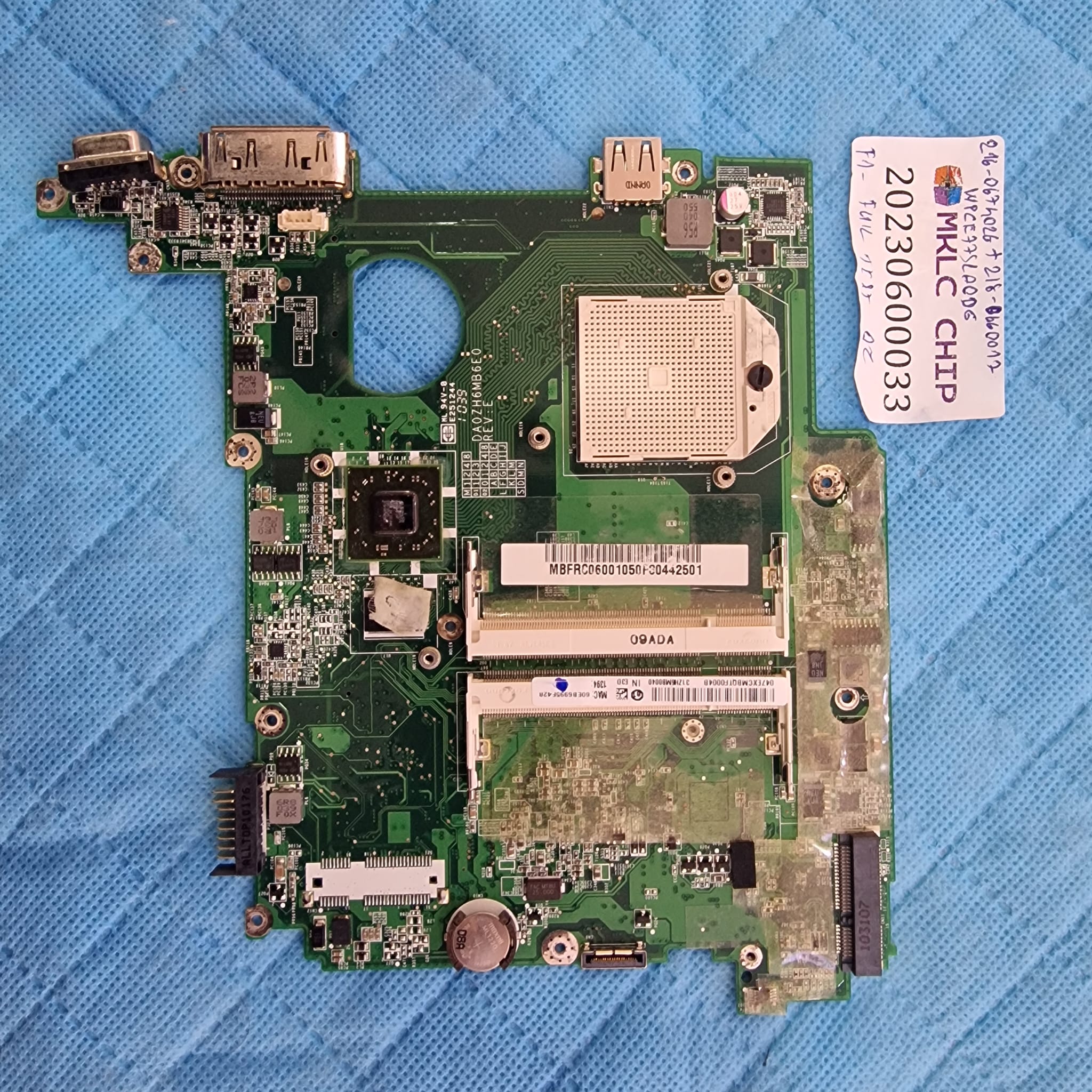 ACER Acer ferrari one 200 anakart _DA0ZH6MB6E0 Anakart amd cpu ati vga orjinal_ küçük görsel 2
