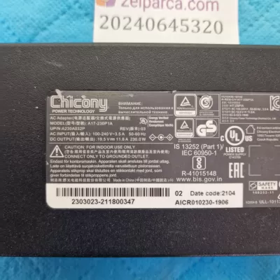 Chicony a17 230p1a 230w 19.5v 11.8a orjinal adaptör